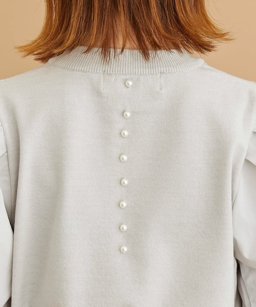 ROPE' PICNIC(ロペピクニック)の「アンチピリングバックパール袖異素材ニットプルオーバー(ニット/セーター・レディース・ダークパープル/ライトグレー/ブラック・38)」の11枚目の写真