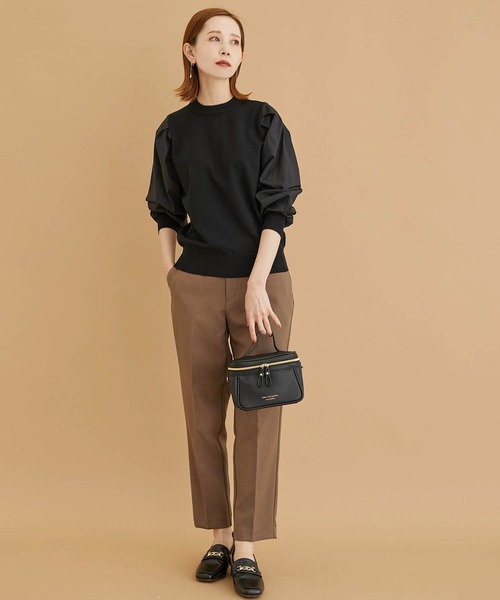 ROPE' PICNIC(ロペピクニック)の「アンチピリングバックパール袖異素材ニットプルオーバー(ニット/セーター・レディース・ダークパープル/ライトグレー/ブラック・38)」の8枚目の写真