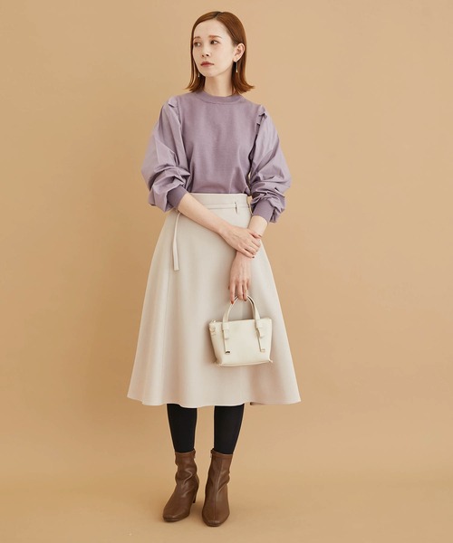 ROPE' PICNIC(ロペピクニック)の「アンチピリングバックパール袖異素材ニットプルオーバー(ニット/セーター・レディース・ダークパープル/ライトグレー/ブラック・38)」の13枚目の写真