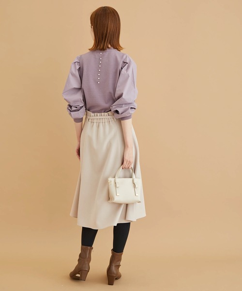 ROPE' PICNIC(ロペピクニック)の「アンチピリングバックパール袖異素材ニットプルオーバー(ニット/セーター・レディース・ダークパープル/ライトグレー/ブラック・38)」の16枚目の写真