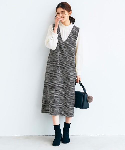 ブラウスとワンピースが1つになったコーデいらずの時短ワンピース ワンピース Grove グローブ のファッション通販 Zozotown