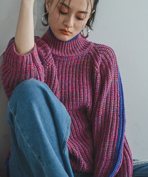 bohmal(ボマール)の「スリーブラインカラフルミックスニット(ニット/セーター・レディース・グレー/ピンク/オレンジ/グリーン/オフホワイト・FREE)」の18枚目の写真