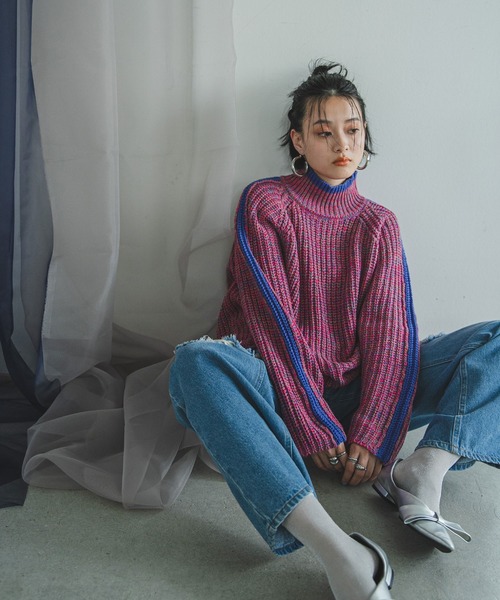 The elder statesman シルク100%ニットXS ピンクイエロー The elder statesman シルク100%ニットXS ピンクイエロー