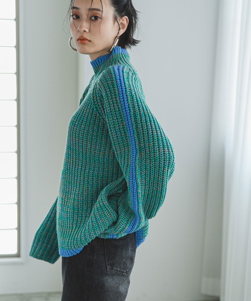 ニット セーター 「2024AW」スリーブラインカラフルミックスニット レディース bohmal ニット セーター 「2024AW」スリーブラインカラフル