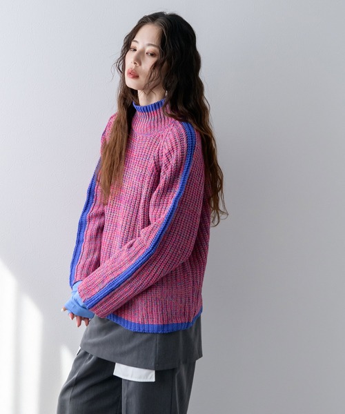 スリーブラインカラフルミックスニット（ニット/セーター）｜bohmal