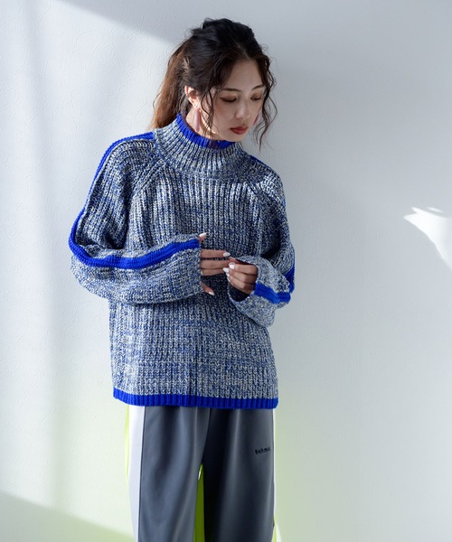 セール】スリーブラインカラフルミックスニット（ニット/セーター