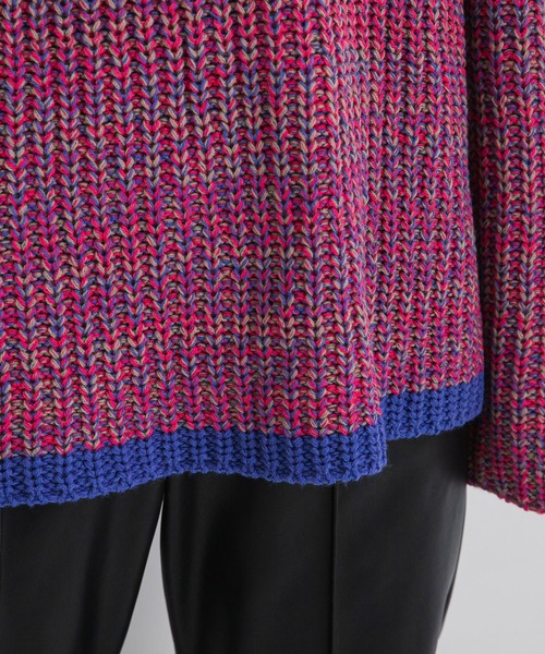 bohmal(ボマール)の「スリーブラインカラフルミックスニット(ニット/セーター・レディース・グレー/ピンク/オレンジ/グリーン/オフホワイト・FREE)」の7枚目の写真