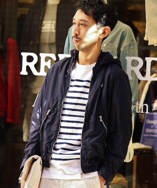 EDIFICE（エディフィス）の「◇N/PEメッシュ フードブルゾン（ブルゾン・メンズ・ネイビー/ブラック/ホワイト・48/44/50/46）」の3枚目の写真