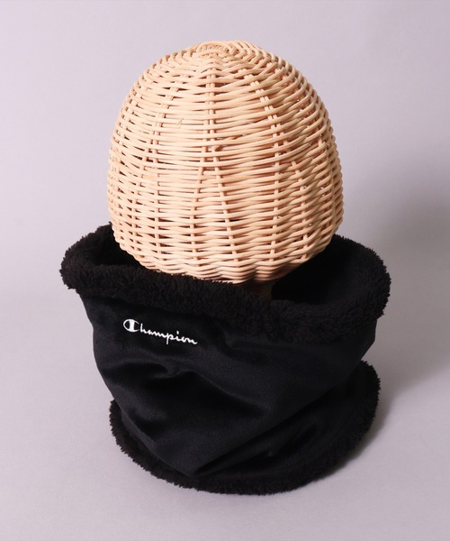 LF)【Champion】ブランド ロゴ マーク ベロア × ボア ネックウォーマー