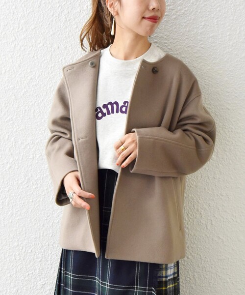 極美品⭐︎SHIPS シップス ノーカラー ショートコート SUPER140ノーカラーショートコート | シップス(SHIPS
