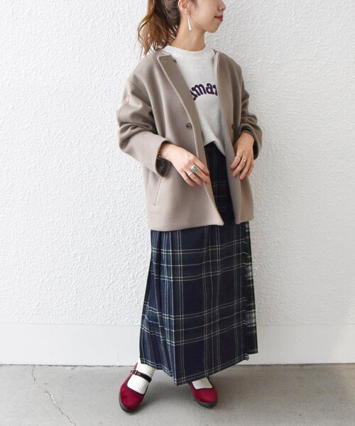 SHIPS any（シップス エニィ）の「SHIPS any: ノンミュールジングウール ノーカラー ショート コート（ノーカラーコート・レディース・ブラック/ベージュ/イエロー・ONE SIZE）」の12枚目の写真