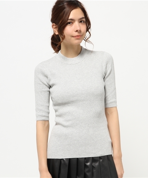 CIAOPANIC（チャオパニック）の「【Ciaopanic】　C1005分袖無地RIBハイネック（ニット/セーター・レディース・ネイビー/グレー/ブルー/オフホワイト・FREE）」の3枚目の写真