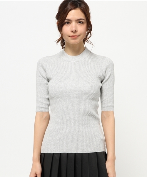 CIAOPANIC（チャオパニック）の「【Ciaopanic】　C1005分袖無地RIBハイネック（ニット/セーター・レディース・ネイビー/グレー/ブルー/オフホワイト・FREE）」の5枚目の写真