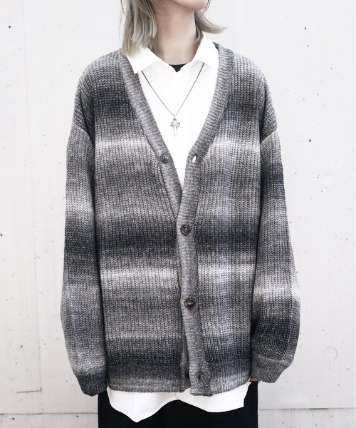 Gradation Knit Shirts グラデーションニット カーディガン HLM（エイチエルエム）の「Gradation KNITV CARDIGAN/グラデーション