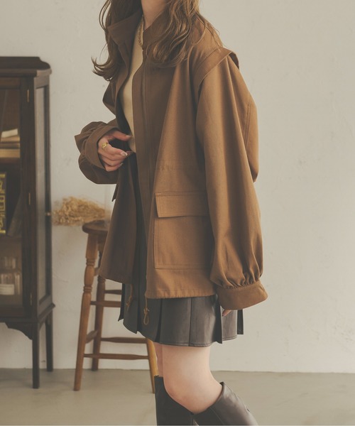 Ambre Neige(アンブルネージュ)の「【袖取り外し可能】2WAYツイルジレジャケット/WEB/EC限定商品(その他アウター・レディース・ブラック/ダークブラウン/ベージュ/アイボリー/カーキ・FREE)」の15枚目の写真