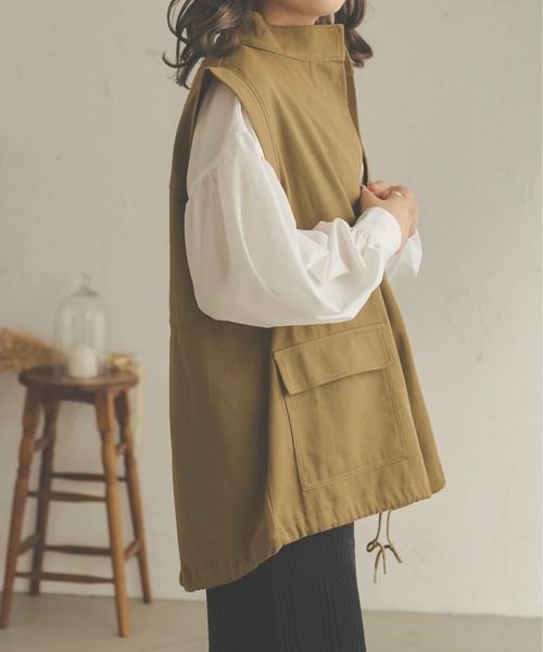 Ambre Neige(アンブルネージュ)の「【袖取り外し可能】2WAYツイルジレジャケット/WEB/EC限定商品(その他アウター・レディース・ブラック/ダークブラウン/ベージュ/アイボリー/カーキ・FREE)」の7枚目の写真