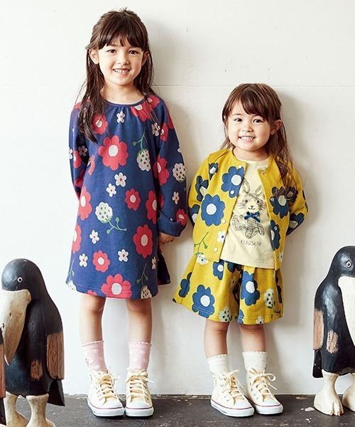 kladskap（クレードスコープ）の「花柄長袖カーディガン（カーディガン/ボレロ・キッズ・マスタード/ネイビー・100cm/120cm/90cm/110cm）」の10枚目の写真