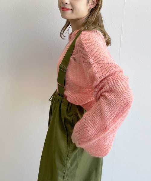 w closet（ダブルクローゼット）の「モヘア混ショートクルーネックプルオーバー（ニット/セーター・レディース・ピンク/イエロー/グリーン・FREE）」の5枚目の写真