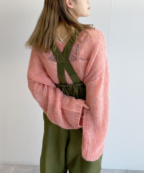 w closet（ダブルクローゼット）の「モヘア混ショートクルーネックプルオーバー（ニット/セーター・レディース・ピンク/イエロー/グリーン・FREE）」の6枚目の写真