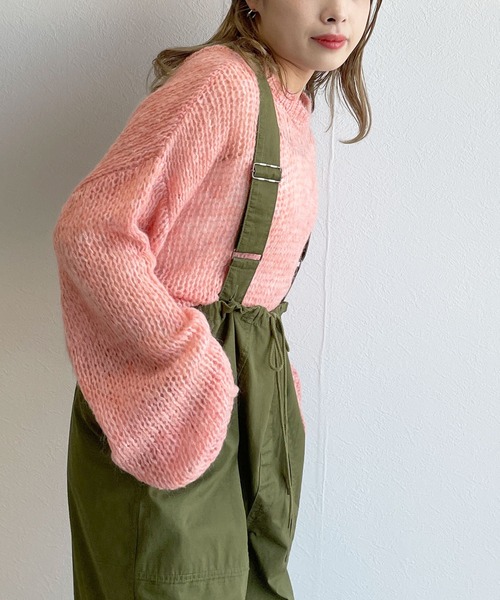 w closet（ダブルクローゼット）の「モヘア混ショートクルーネックプルオーバー（ニット/セーター・レディース・ピンク/イエロー/グリーン・FREE）」の7枚目の写真