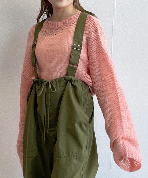 w closet（ダブルクローゼット）の「モヘア混ショートクルーネックプルオーバー（ニット/セーター・レディース・ピンク/イエロー/グリーン・FREE）」の9枚目の写真