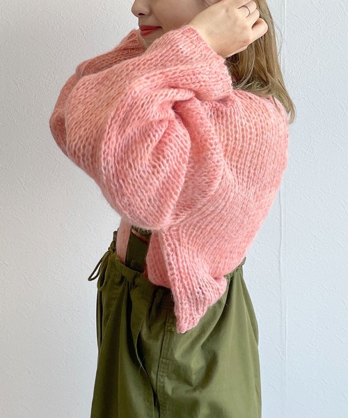 w closet（ダブルクローゼット）の「モヘア混ショートクルーネックプルオーバー（ニット/セーター・レディース・ピンク/イエロー/グリーン・FREE）」の10枚目の写真