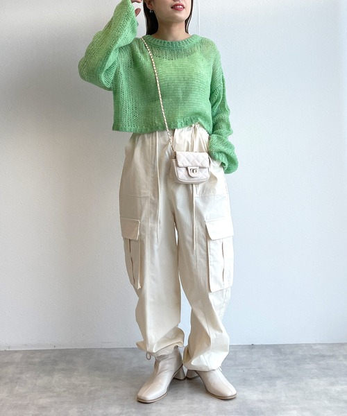 w closet（ダブルクローゼット）の「モヘア混ショートクルーネックプルオーバー（ニット/セーター・レディース・ピンク/イエロー/グリーン・FREE）」の14枚目の写真