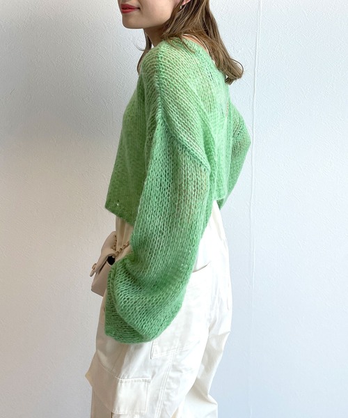 w closet（ダブルクローゼット）の「モヘア混ショートクルーネックプルオーバー（ニット/セーター・レディース・ピンク/イエロー/グリーン・FREE）」の15枚目の写真