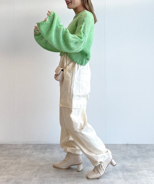 w closet（ダブルクローゼット）の「モヘア混ショートクルーネックプルオーバー（ニット/セーター・レディース・ピンク/イエロー/グリーン・FREE）」の17枚目の写真