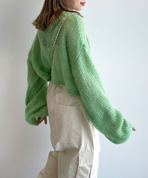 w closet（ダブルクローゼット）の「モヘア混ショートクルーネックプルオーバー（ニット/セーター・レディース・ピンク/イエロー/グリーン・FREE）」の18枚目の写真