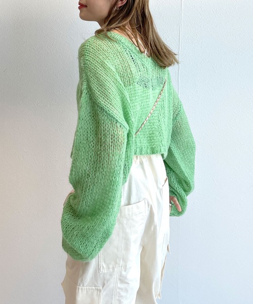 w closet（ダブルクローゼット）の「モヘア混ショートクルーネックプルオーバー（ニット/セーター・レディース・ピンク/イエロー/グリーン・FREE）」の19枚目の写真