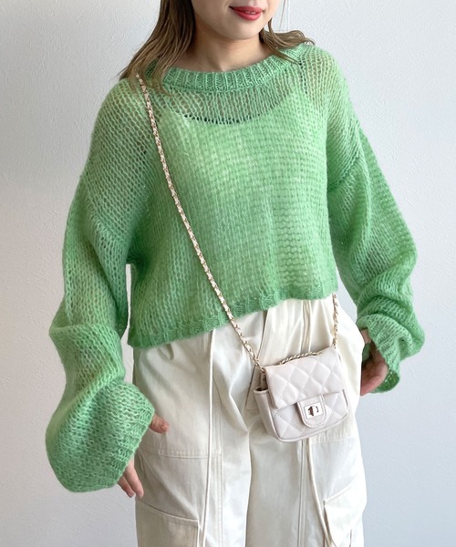 w closet（ダブルクローゼット）の「モヘア混ショートクルーネックプルオーバー（ニット/セーター・レディース・ピンク/イエロー/グリーン・FREE）」の21枚目の写真