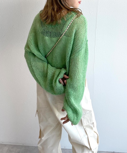 w closet（ダブルクローゼット）の「モヘア混ショートクルーネックプルオーバー（ニット/セーター・レディース・ピンク/イエロー/グリーン・FREE）」の22枚目の写真