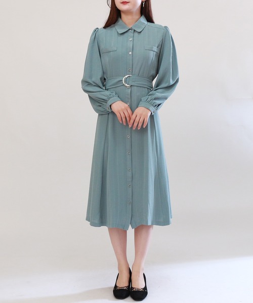 TRUDEA(トルディア)の「シャドーストライプシャツワンピース(シャツワンピース・レディース・ネイビー/ブルー/ラベンダー/ブラウン/テラコッタ/ミント・MEDIUM)」の4枚目の写真