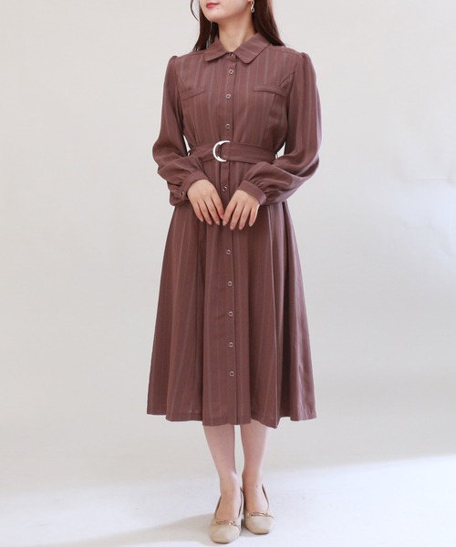 TRUDEA(トルディア)の「シャドーストライプシャツワンピース(シャツワンピース・レディース・ネイビー/ブルー/ラベンダー/ブラウン/テラコッタ/ミント・MEDIUM)」の21枚目の写真