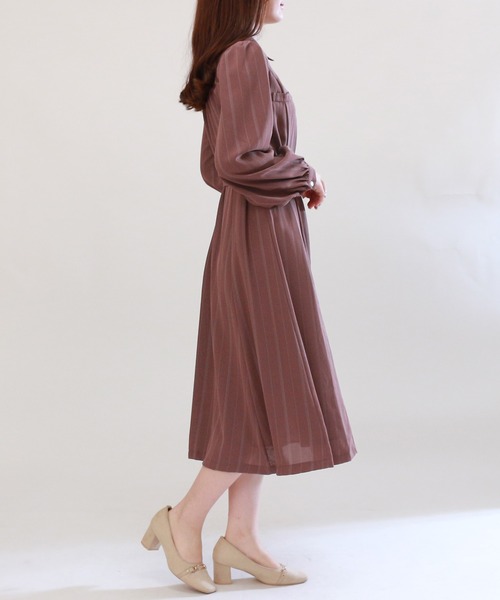 TRUDEA(トルディア)の「シャドーストライプシャツワンピース(シャツワンピース・レディース・ネイビー/ブルー/ラベンダー/ブラウン/テラコッタ/ミント・MEDIUM)」の20枚目の写真