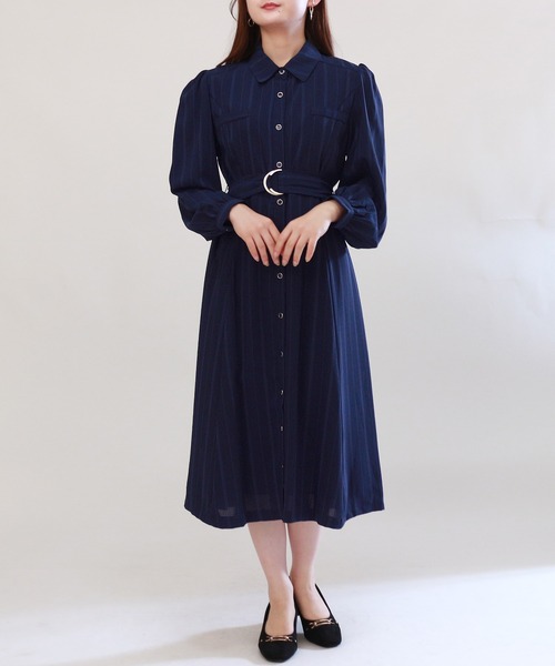 TRUDEA(トルディア)の「シャドーストライプシャツワンピース(シャツワンピース・レディース・ネイビー/ブルー/ラベンダー/ブラウン/テラコッタ/ミント・MEDIUM)」の18枚目の写真