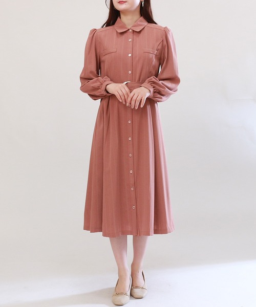 TRUDEA(トルディア)の「シャドーストライプシャツワンピース(シャツワンピース・レディース・ネイビー/ブルー/ラベンダー/ブラウン/テラコッタ/ミント・MEDIUM)」の15枚目の写真