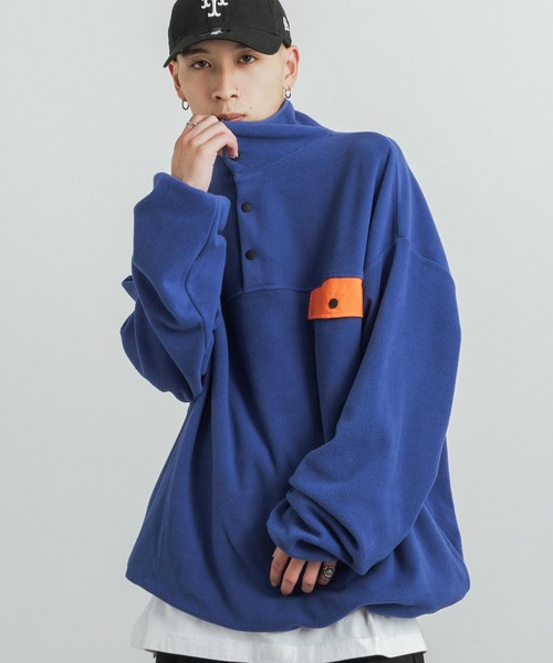 Rocky Monroe（ロッキーモンロー）の「オーバーサイズ マイクロフリースボア バイカラープルオーバースウェット（スウェット・メンズ・ロイヤルブルー/ホワイト/ブラック/パープル/オレンジ/グリーン・L/M）」の19枚目の写真