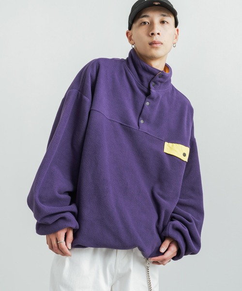 Rocky Monroe（ロッキーモンロー）の「オーバーサイズ マイクロフリースボア バイカラープルオーバースウェット（スウェット・メンズ・ロイヤルブルー/ホワイト/ブラック/パープル/オレンジ/グリーン・L/M）」の21枚目の写真