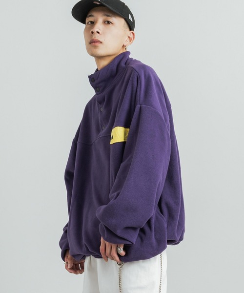 Rocky Monroe（ロッキーモンロー）の「オーバーサイズ マイクロフリースボア バイカラープルオーバースウェット（スウェット・メンズ・ロイヤルブルー/ホワイト/ブラック/パープル/オレンジ/グリーン・L/M）」の22枚目の写真