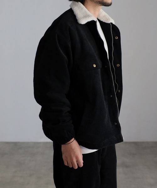 CREARE -LINO-（クレアーレリノ）の「裏ボア 8WコーデュロイZIPブルゾン<ユニセックス>（テーラードジャケット・メンズ・ブラック/グレイッシュベージュ/オフホワイト・M/L）」の14枚目の写真