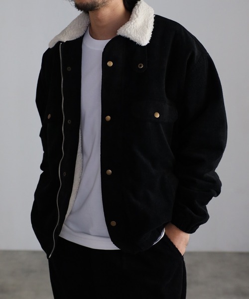 CREARE -LINO-（クレアーレリノ）の「裏ボア 8WコーデュロイZIPブルゾン<ユニセックス>（テーラードジャケット・メンズ・ブラック/グレイッシュベージュ/オフホワイト・M/L）」の18枚目の写真