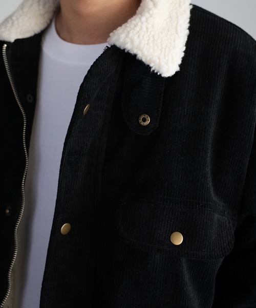 CREARE -LINO-（クレアーレリノ）の「裏ボア 8WコーデュロイZIPブルゾン<ユニセックス>（テーラードジャケット・メンズ・ブラック/グレイッシュベージュ/オフホワイト・M/L）」の5枚目の写真