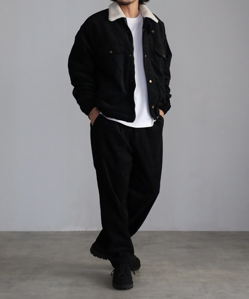 CREARE -LINO-（クレアーレリノ）の「裏ボア 8WコーデュロイZIPブルゾン<ユニセックス>（テーラードジャケット・メンズ・ブラック/グレイッシュベージュ/オフホワイト・M/L）」の9枚目の写真