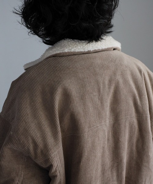 CREARE -LINO-（クレアーレリノ）の「裏ボア 8WコーデュロイZIPブルゾン<ユニセックス>（テーラードジャケット・メンズ・ブラック/グレイッシュベージュ/オフホワイト・M/L）」の13枚目の写真