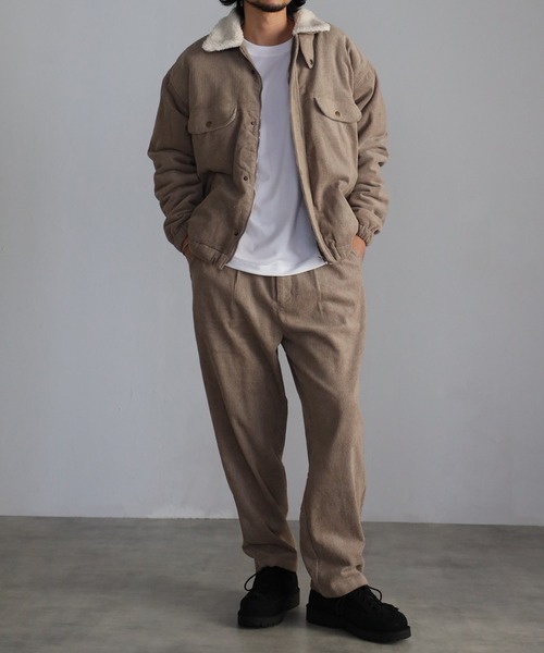 CREARE -LINO-（クレアーレリノ）の「裏ボア 8WコーデュロイZIPブルゾン<ユニセックス>（テーラードジャケット・メンズ・ブラック/グレイッシュベージュ/オフホワイト・M/L）」の20枚目の写真