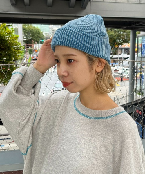 CIAOPANIC（チャオパニック）の「ピグメントニット帽（ニットキャップ/ビーニー・レディース・ブラック/レッド/スカイブルー/ホワイト・ONE SIZE）」の4枚目の写真