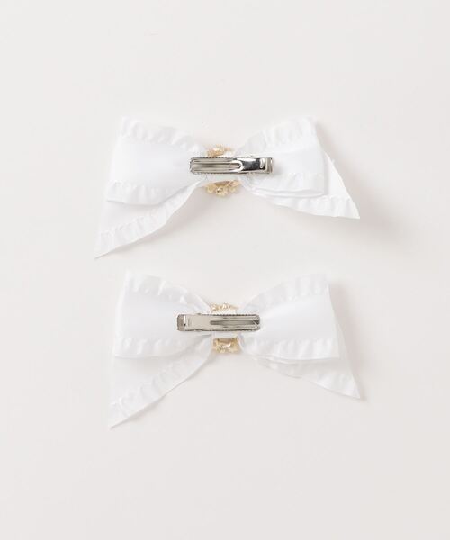 MA*RS（アメーバーマーズ）の「ビジューリングサイドフリルりぼん　2個SET（バレッタ/ヘアクリップ・レディース・レッド/ピンク/ブラック/ホワイト・FREE）」の5枚目の写真