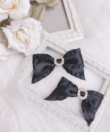 ビジューリングサイドフリルりぼん　2個SET